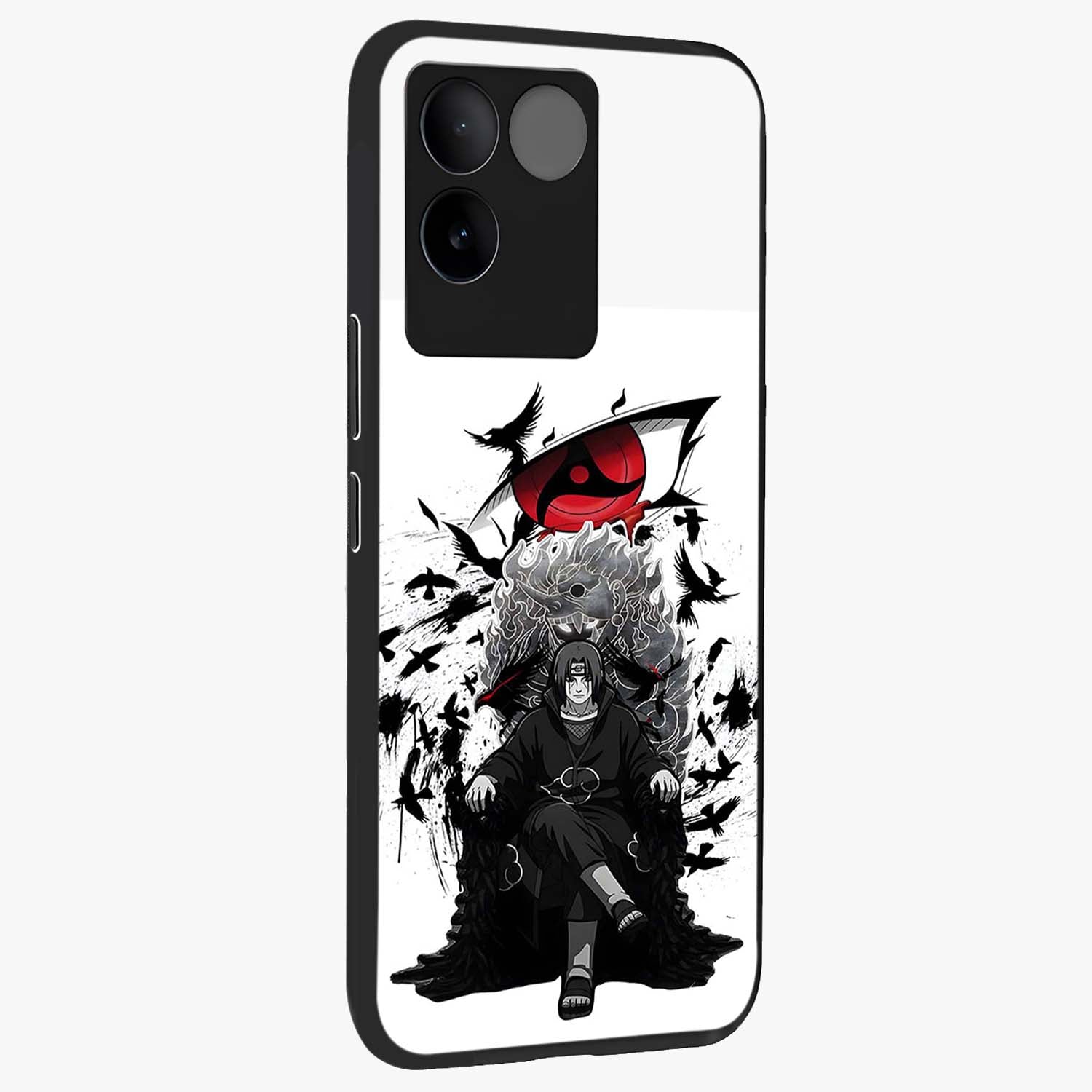 Uchiha Shadow Throne Glass Case upright view showcasing magical underwater galaxy artwork with vibrant cosmic theme.