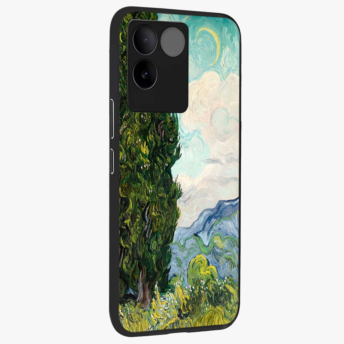Van Gogh Vintage Art Glass Case upright view showcasing elegant vintage painting artwork with artistic heritage theme.