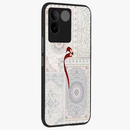 White Aesthetic Bow Glass Case upright view showcasing delicate ribbon bow artwork with cute minimalist theme.