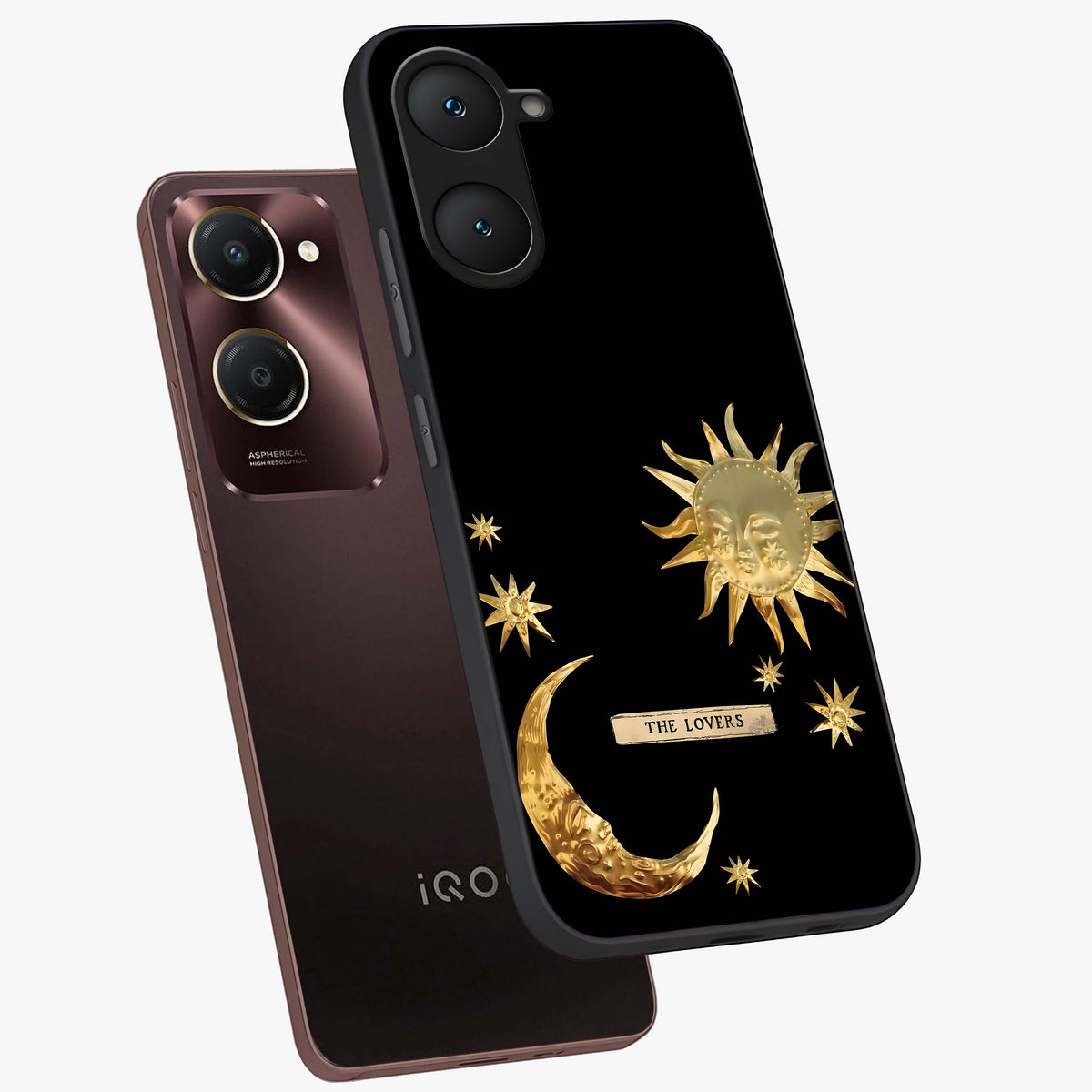 Gold Sun Blush Glass Case displayed in angled mockup highlighting radiant sun design with warm golden aesthetic.