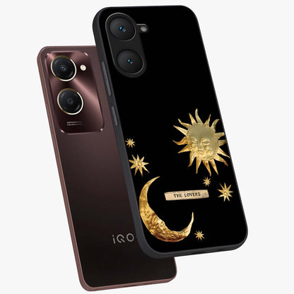 Gold Sun Blush Glass Case displayed in angled mockup highlighting radiant sun design with warm golden aesthetic.