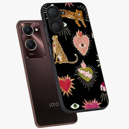 Sacred Jungle Heart Glass Case displayed in angled mockup highlighting lush tropical design with natural aesthetic style.
