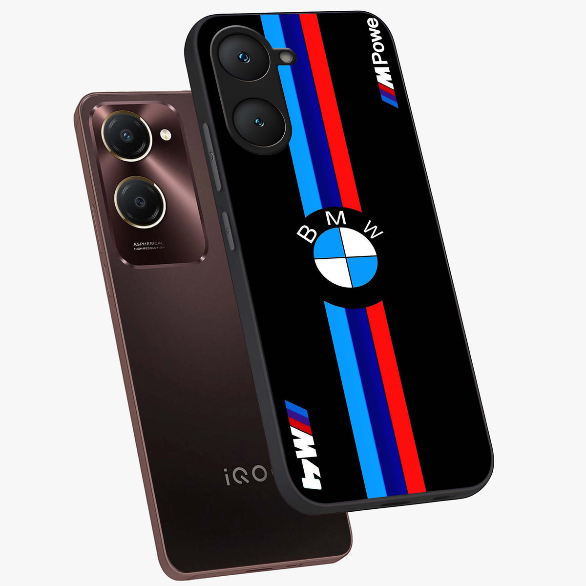 Turbo BMW Beast Glass Case displayed in angled mockup highlighting sleek racing car design with bold automotive aesthetic.