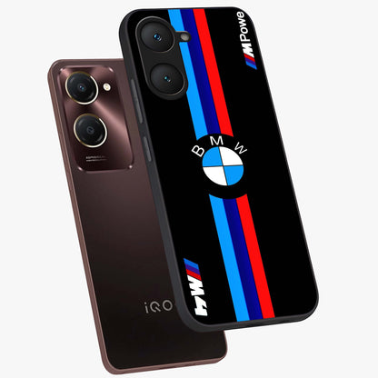 Turbo BMW Beast Glass Case displayed in angled mockup highlighting sleek racing car design with bold automotive aesthetic.