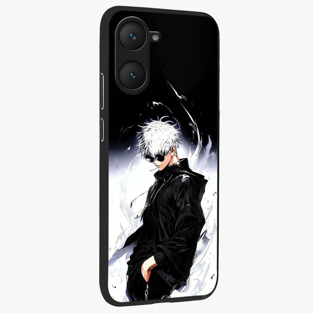 Limitless Shadow King Glass Case upright view showcasing bold shadow warrior artwork with epic fantasy theme.