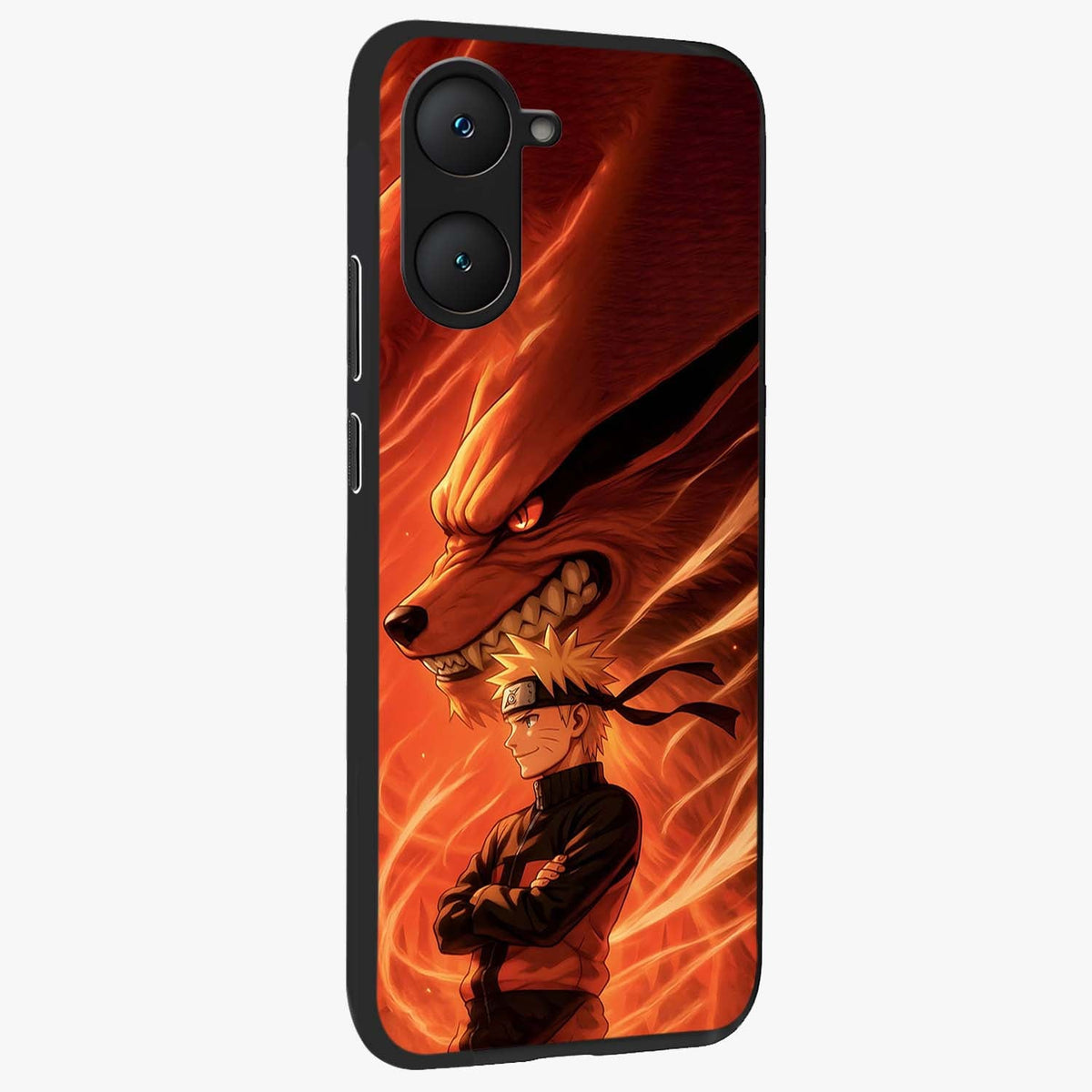 Nine Tails Legacy Glass Case upright view showcasing dramatic nine-tails artwork with intense anime themed design.