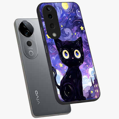 Abstract Cat Art Glass Case displayed in angled mockup highlighting modern abstract cat artwork and sleek glass surface.