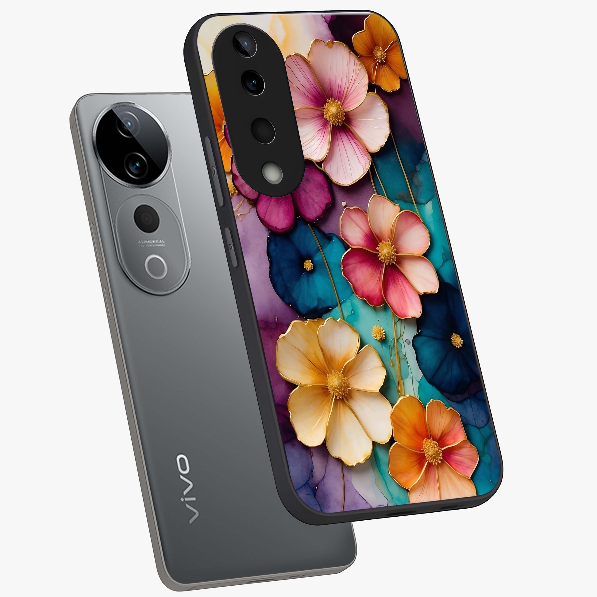 Artlyn Grace Flower Pattern Glass Case displayed in angled mockup highlighting delicate flower pattern design and smooth glass surface.