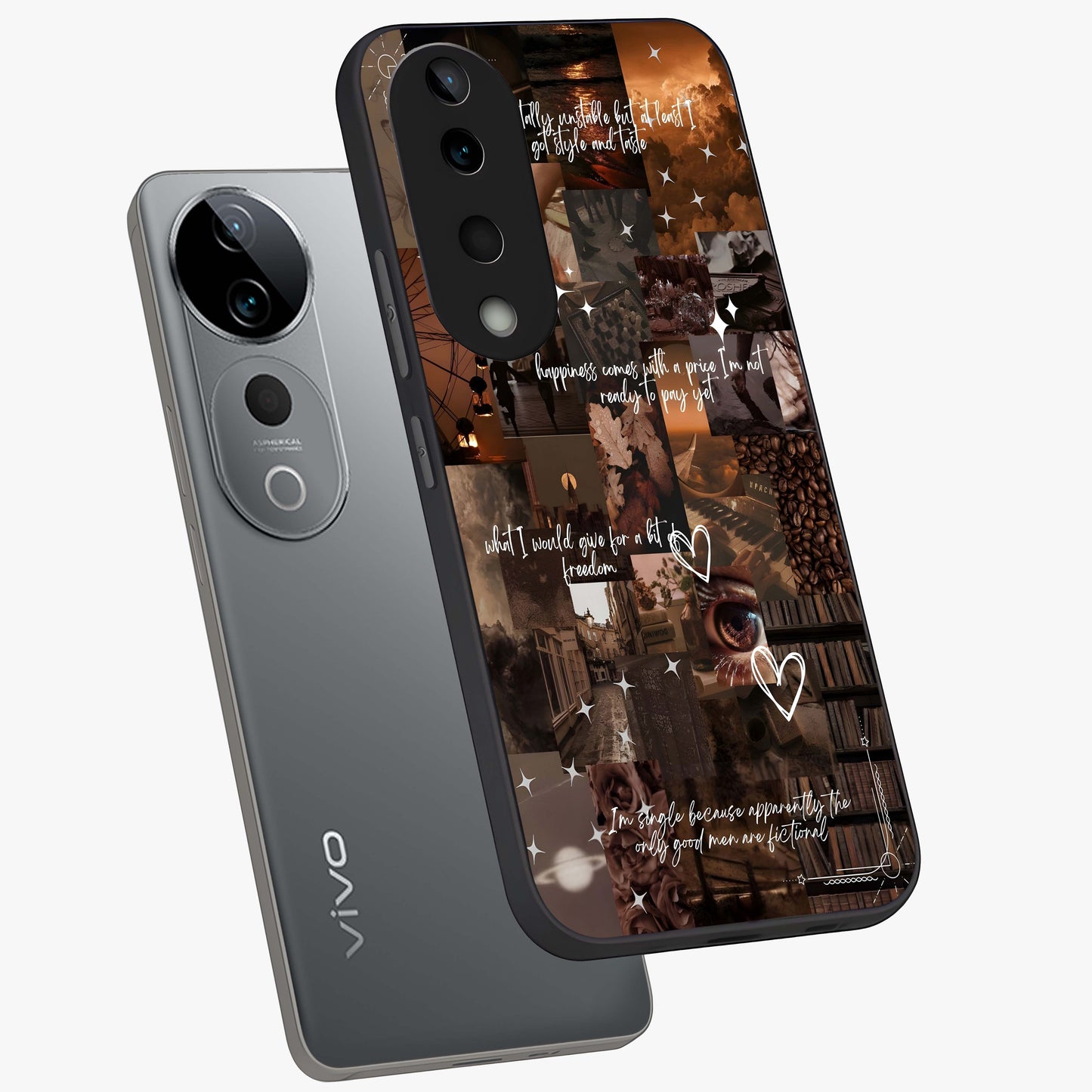 Bittersweet Aesthetic Chaos Glass Case displayed in angled mockup highlighting expressive abstract artwork and edgy aesthetic theme.