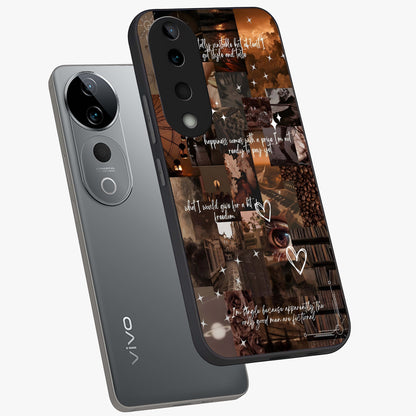 Bittersweet Aesthetic Chaos Glass Case displayed in angled mockup highlighting expressive abstract artwork and edgy aesthetic theme.
