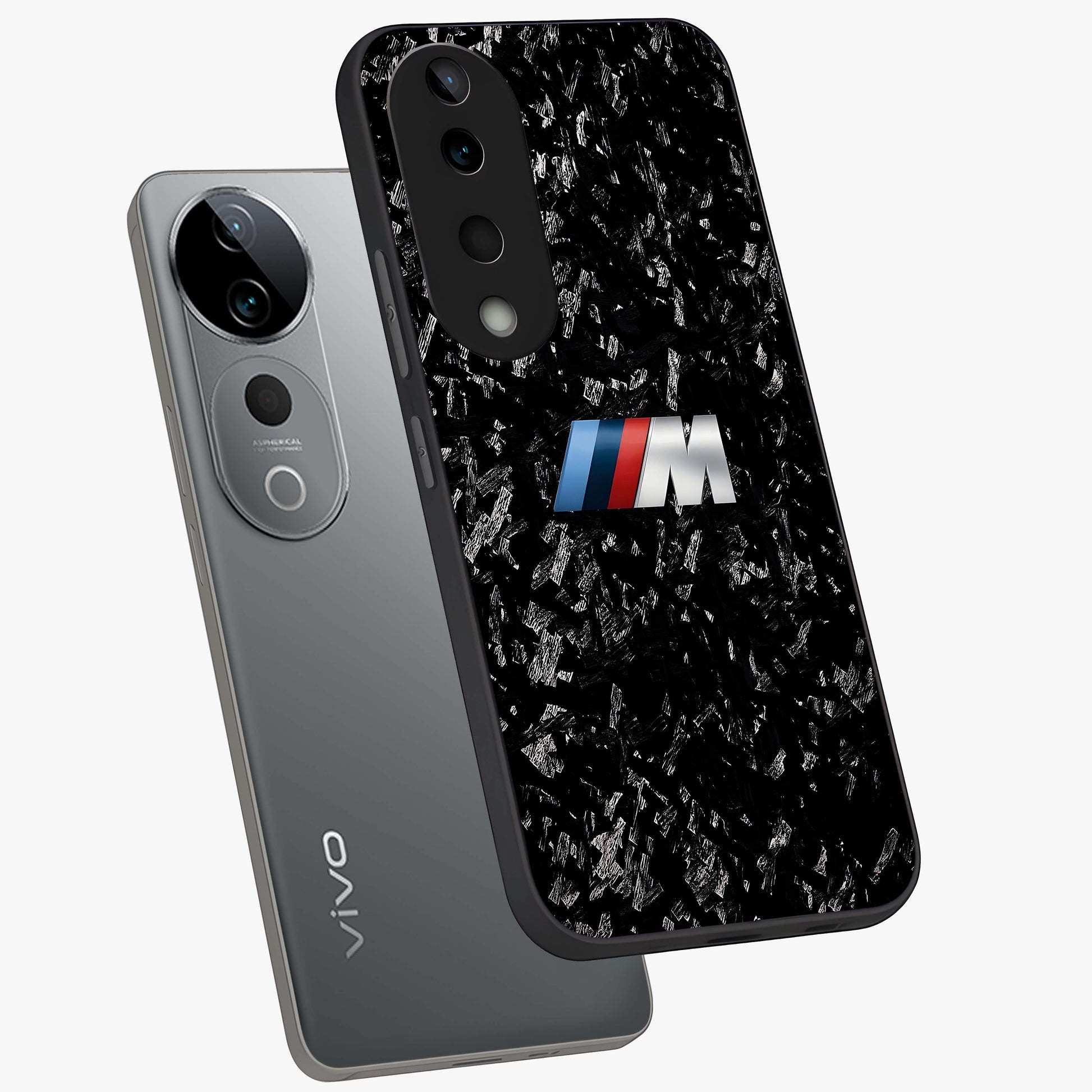 Carbon Speed Mark Glass Case displayed in angled mockup highlighting racing inspired carbon design and sleek aesthetic style.