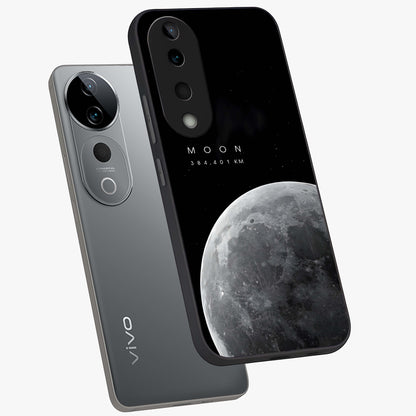 Cosmic Moon Glow Glass Case displayed in angled mockup highlighting celestial moon design with cosmic aesthetic theme.