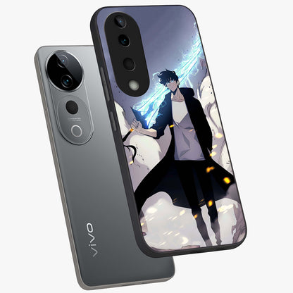 Dark Lightning Anime Warrior Glass Case displayed in angled mockup highlighting powerful lightning themed anime illustration.