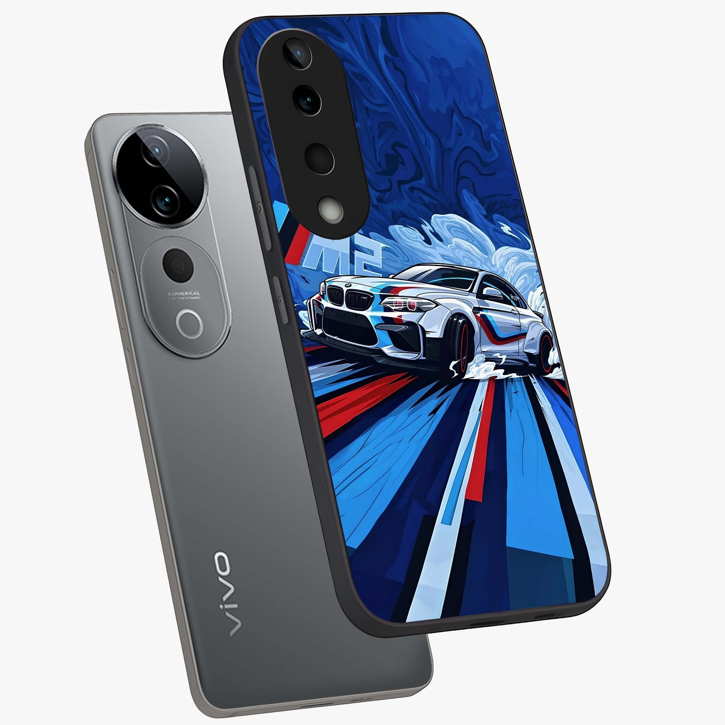 Drift Power Rush Glass Case displayed in angled mockup highlighting powerful drift car design with sporty aesthetic style.
