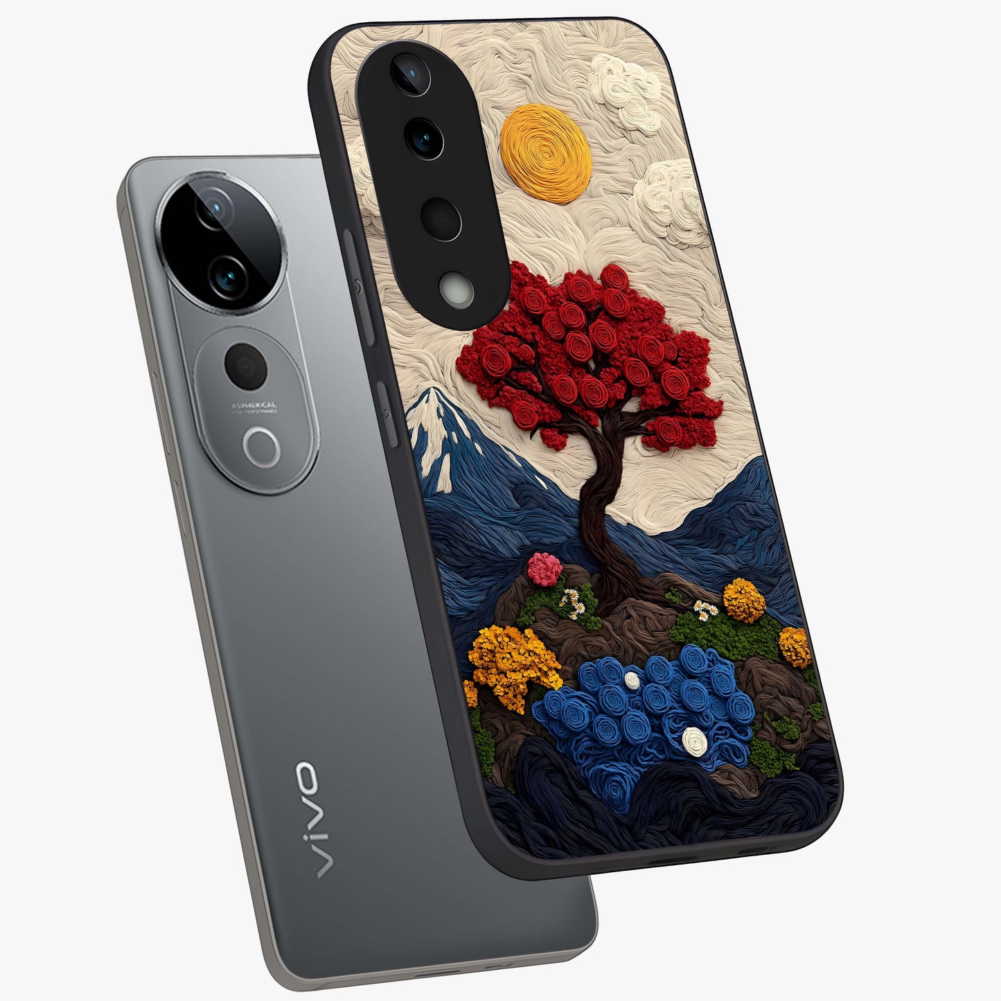 Eternal Nature Tapestry Glass Case displayed in angled mockup highlighting detailed botanical pattern with artistic aesthetic.