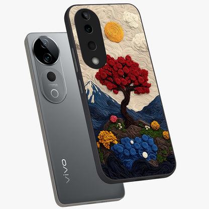 Eternal Nature Tapestry Glass Case displayed in angled mockup highlighting detailed botanical pattern with artistic aesthetic.