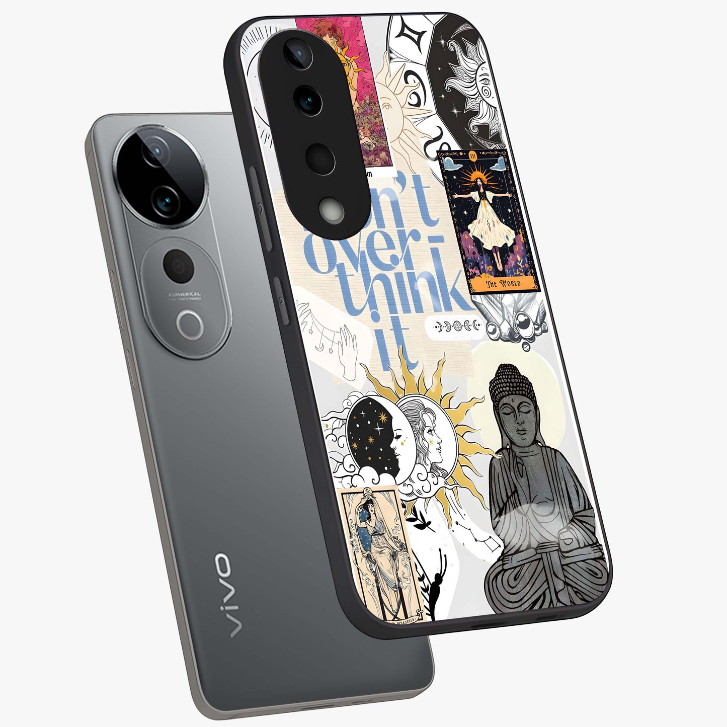 Ethereal Thoughts Glass Case displayed in angled mockup highlighting soft abstract design with calm ethereal aesthetic.