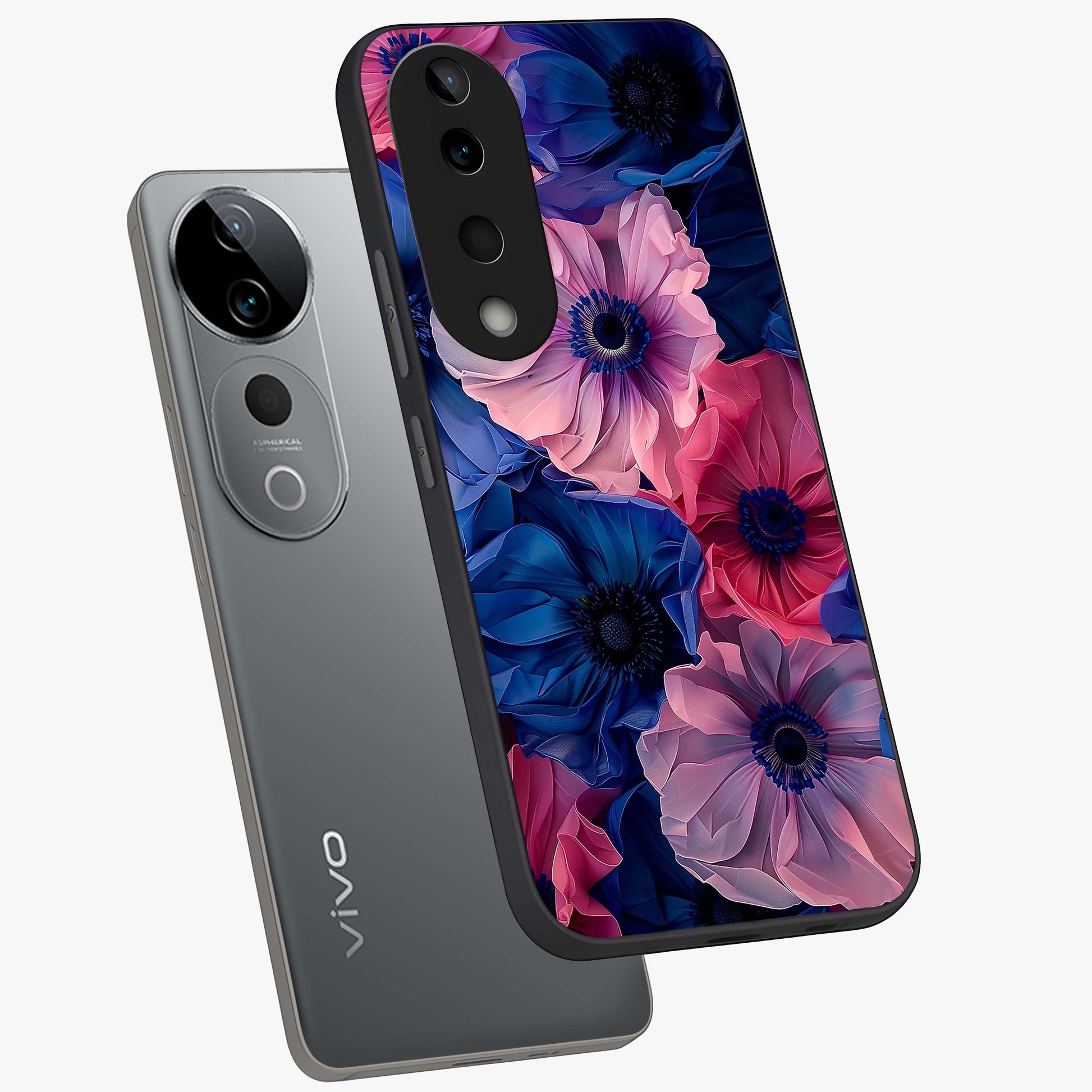 Flower Paper Art Pattern Glass Case displayed in angled mockup highlighting layered paper flower design with artistic aesthetic.
