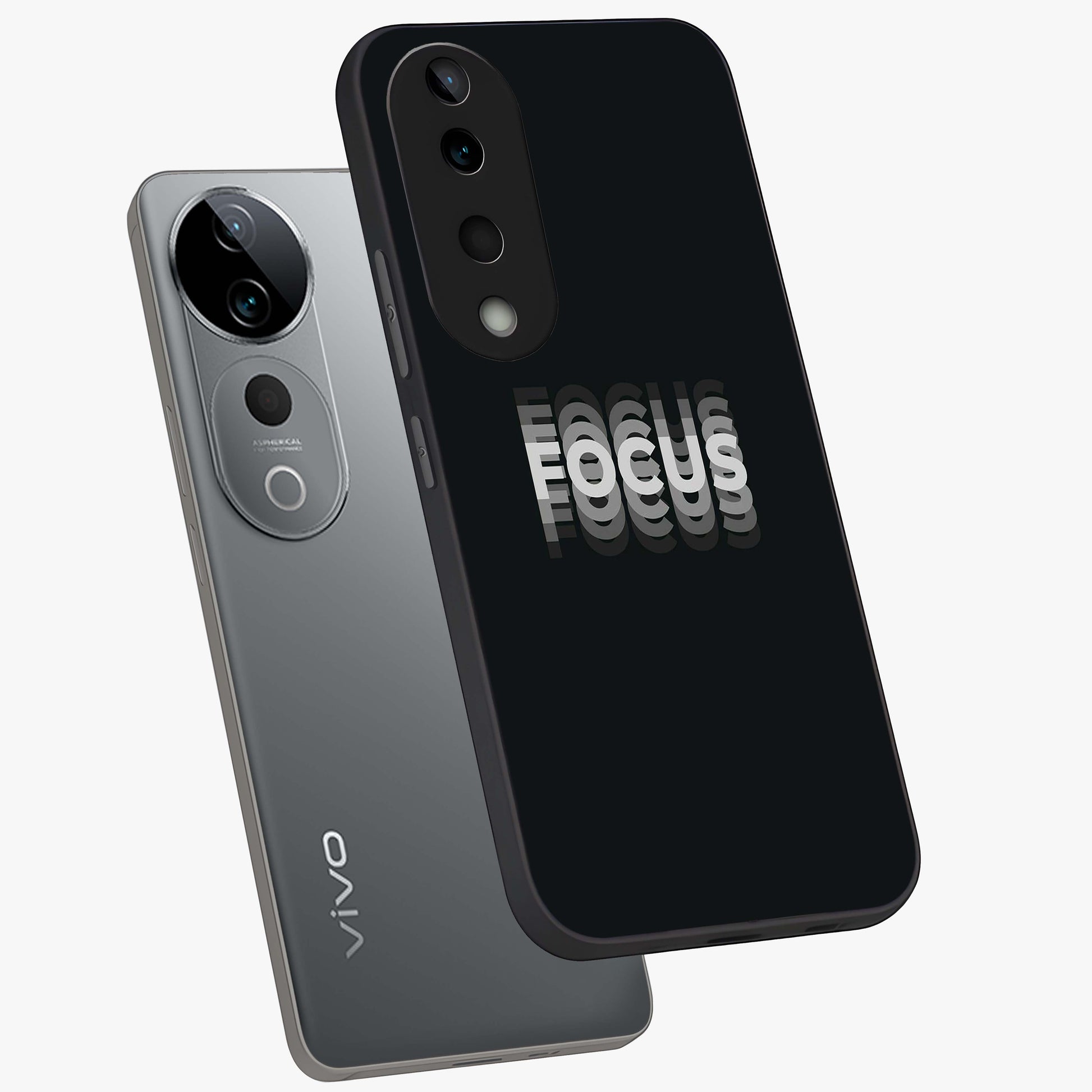 Focus Mode On Glass Case displayed in angled mockup highlighting clean minimal text artwork with modern aesthetic style.