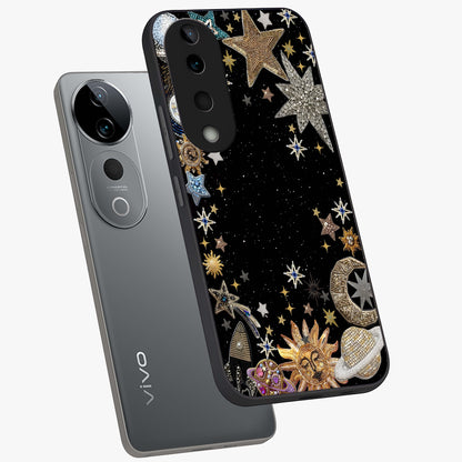 Galactic Jewel Stars Glass Case displayed in angled mockup highlighting shining celestial star design with cosmic aesthetic style.