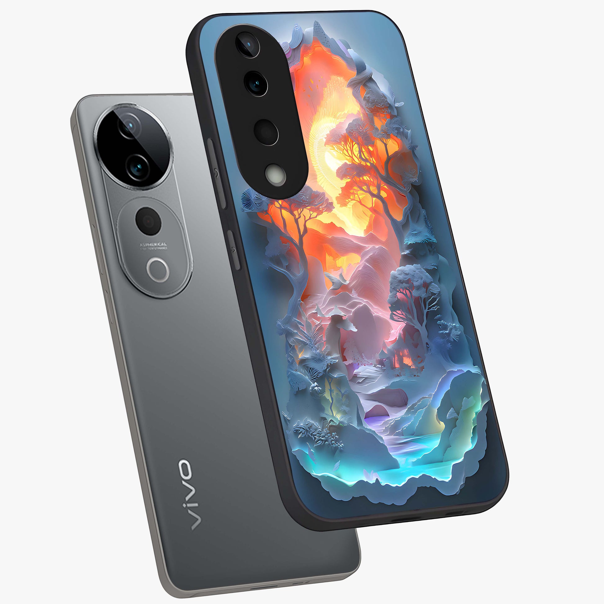 Glow Forest Portal Glass Case displayed in angled mockup highlighting mystical forest design with magical glowing aesthetic.