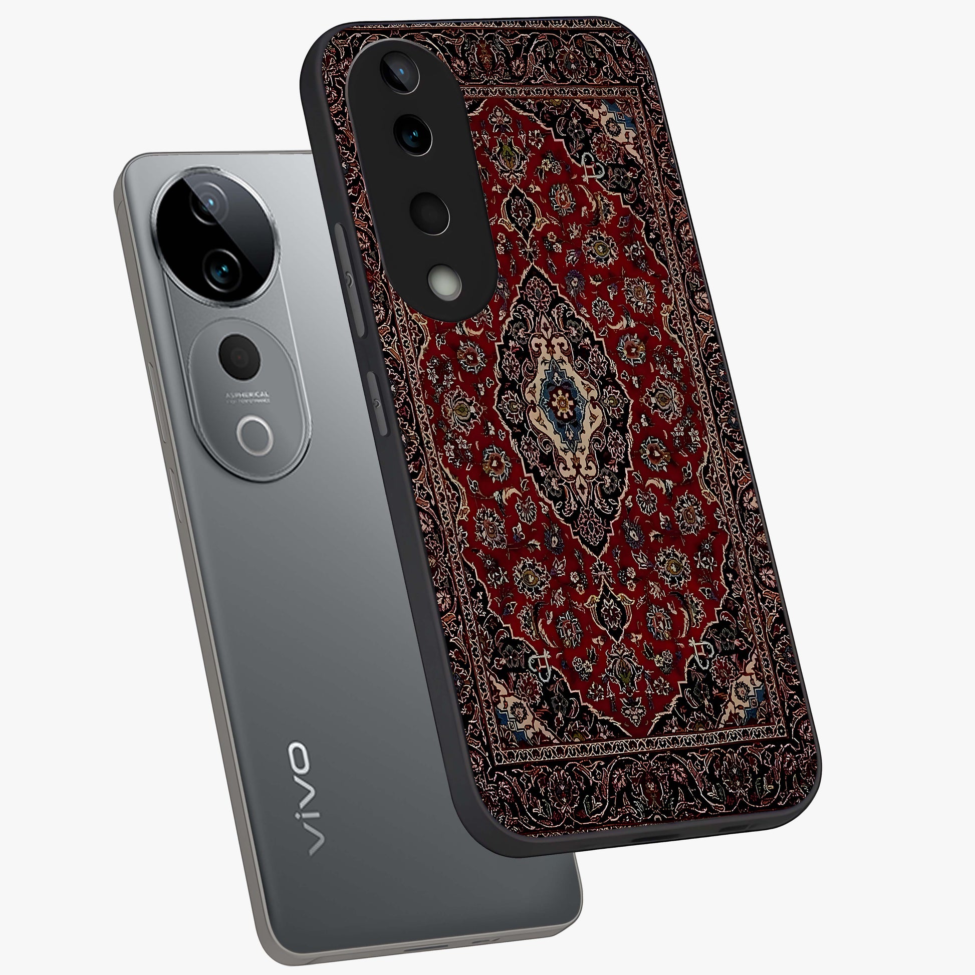 Heritage Carpet Royale Glass Case displayed in angled mockup highlighting intricate royal carpet design with heritage aesthetic.