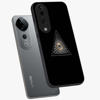 Illuminati Evil Glass Case displayed in angled mockup highlighting dark occult inspired design with bold aesthetic style.