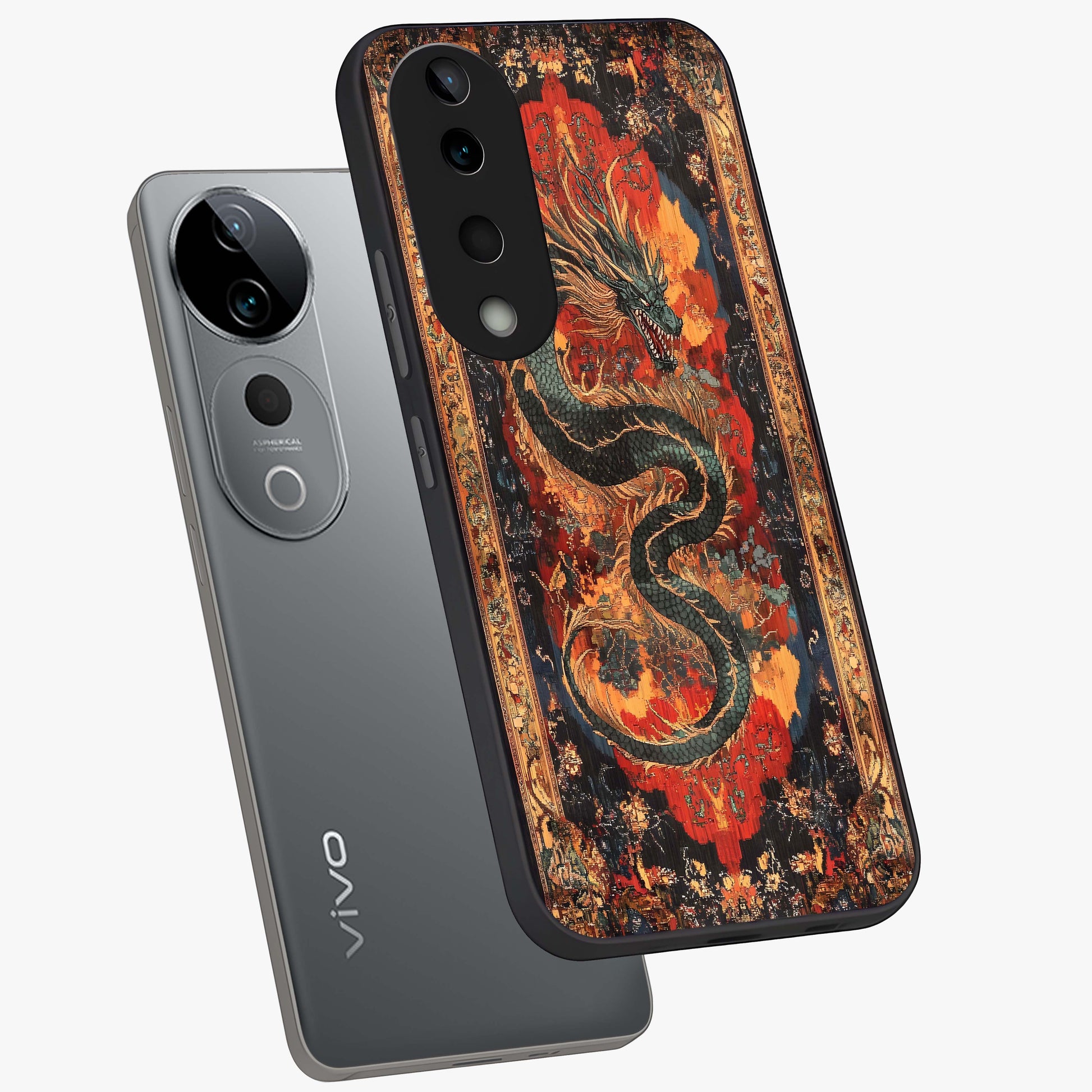 Inferno Dragon Soul Glass Case displayed in angled mockup highlighting powerful dragon illustration with inferno aesthetic.