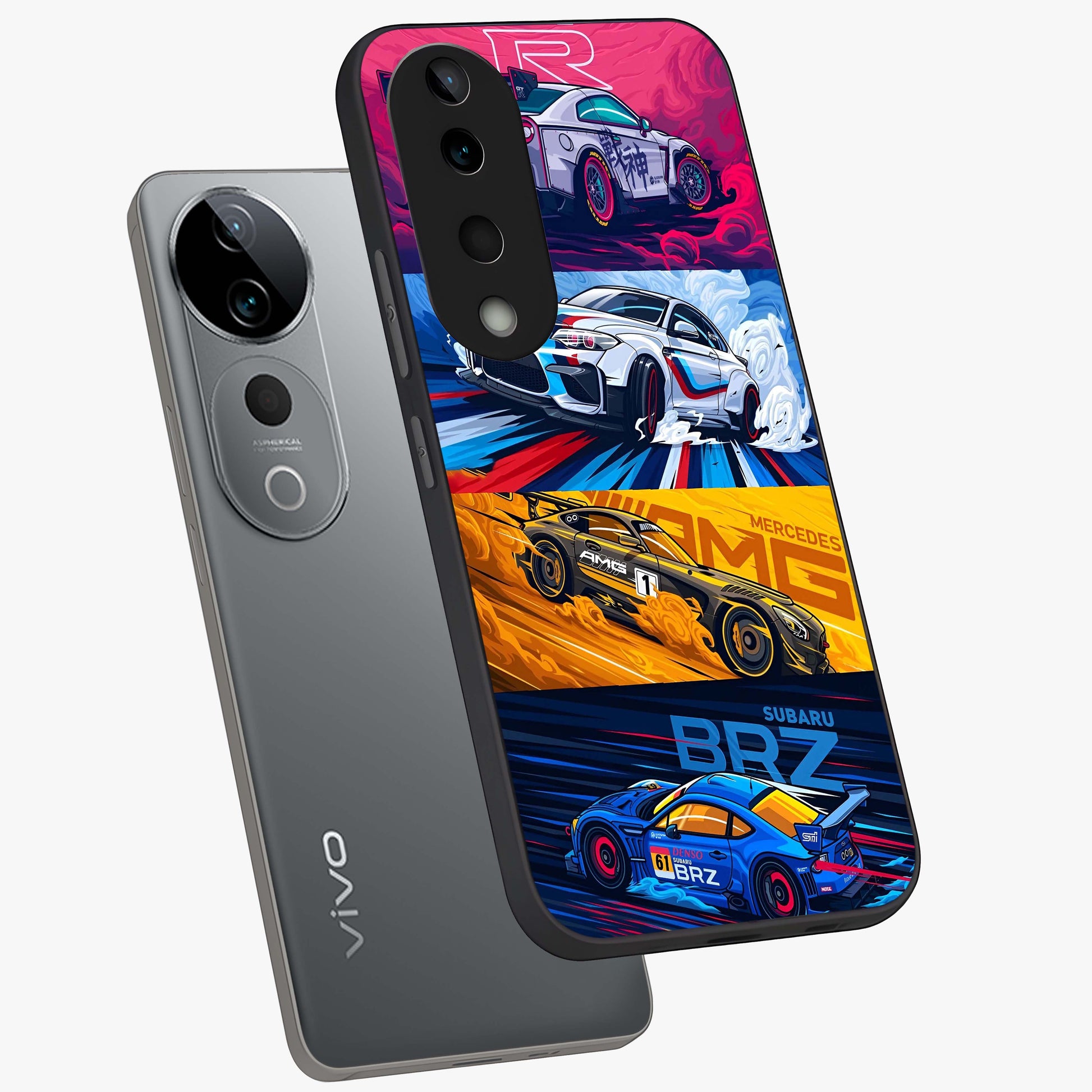 JDM Sports Car Glass Case displayed in angled mockup highlighting sleek Japanese racing car design with automotive aesthetic.