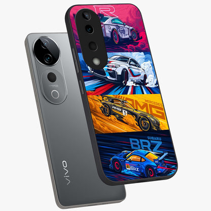 JDM Sports Car Glass Case displayed in angled mockup highlighting sleek Japanese racing car design with automotive aesthetic.