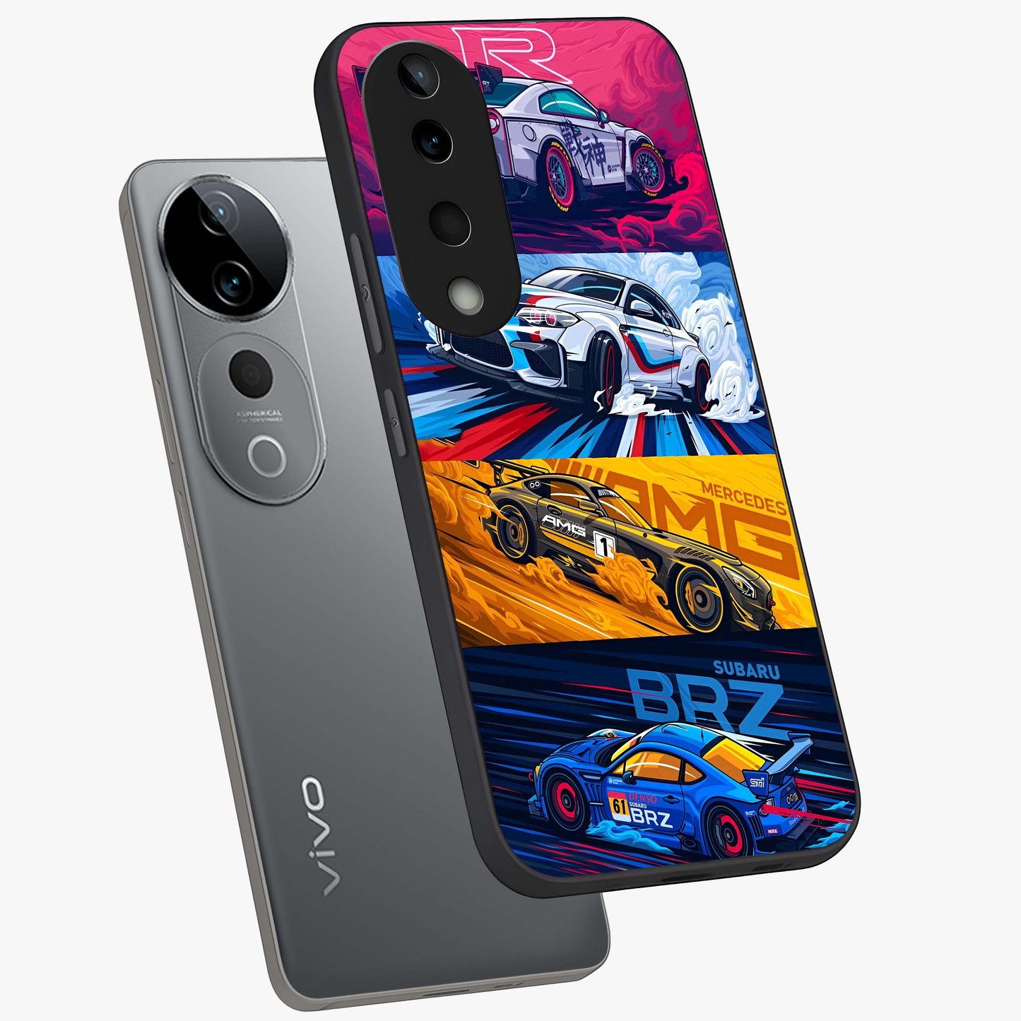 JDM Sports Car Glass Case displayed in angled mockup highlighting sleek Japanese racing car design with automotive aesthetic.