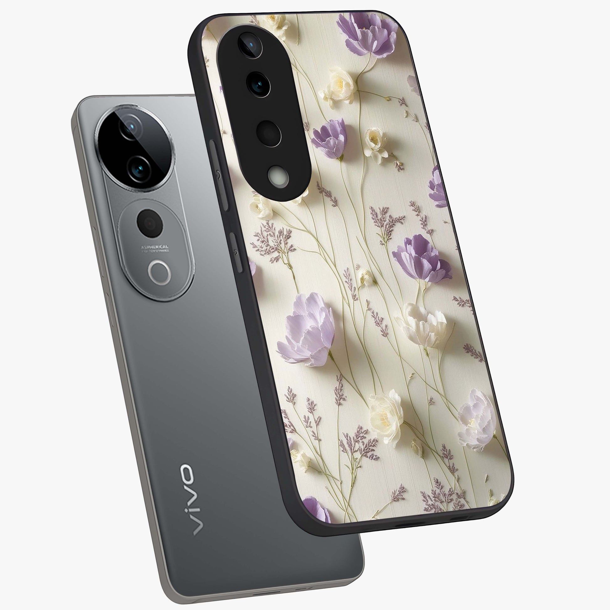 Lilac Breeze Harmony Glass Case displayed in angled mockup highlighting calm lilac breeze design with soothing aesthetic style.