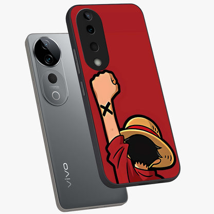 Luffy X Spirit Glass Case displayed in angled mockup highlighting powerful anime design with energetic action aesthetic.