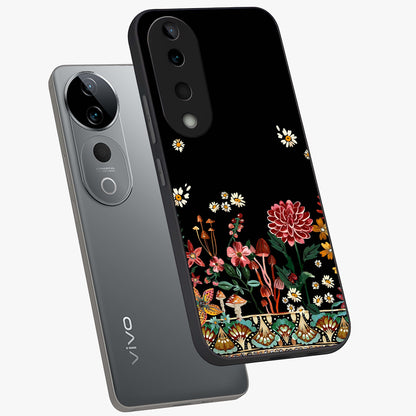 Midnight Bloom Pattern Glass Case displayed in angled mockup highlighting elegant flower design with midnight aesthetic style.