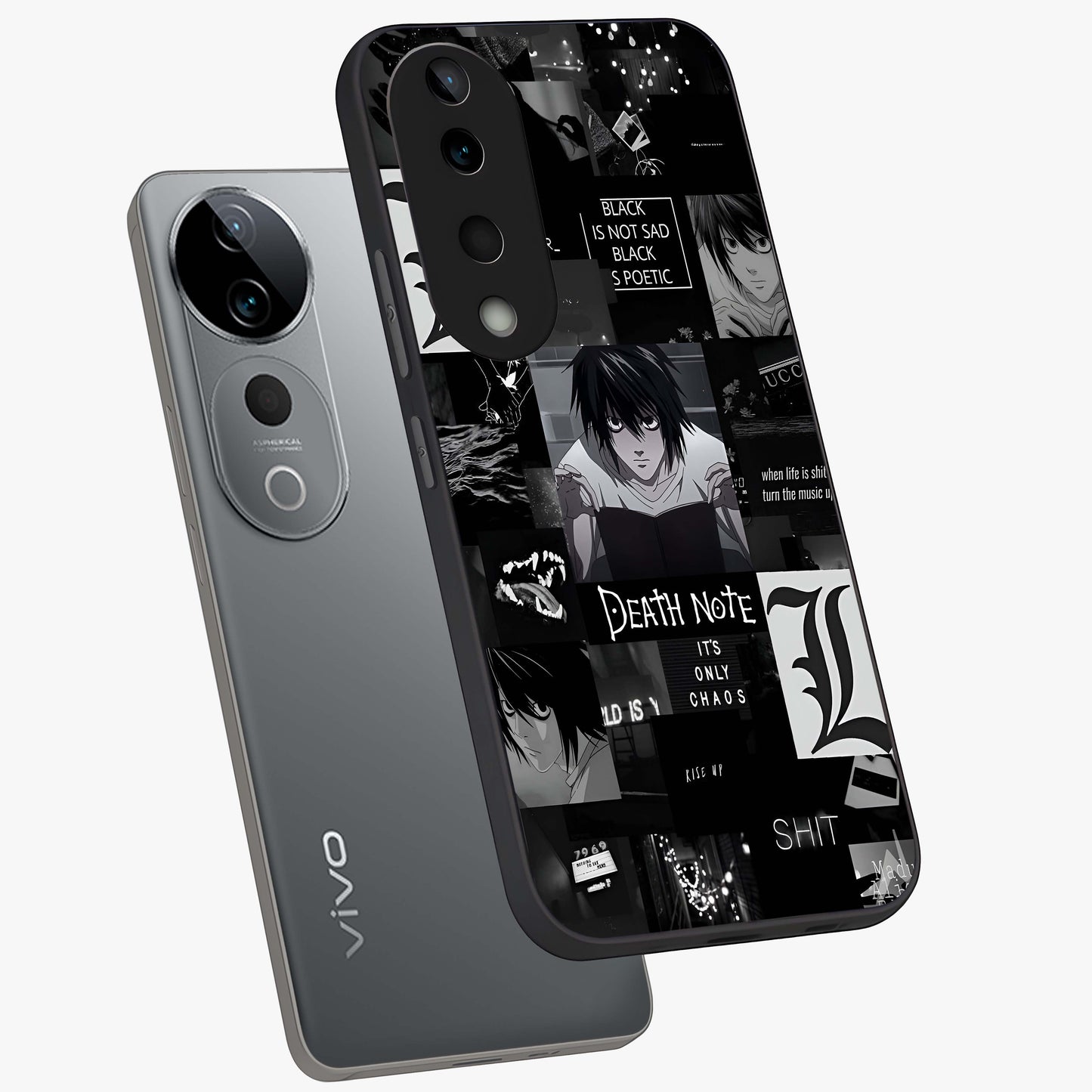 Midnight Chaos Mind Glass Case displayed in angled mockup highlighting chaotic artistic design with dramatic midnight aesthetic.