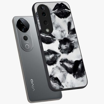 Midnight Kiss Marks Glass Case displayed in angled mockup highlighting playful romantic design with bold midnight aesthetic.