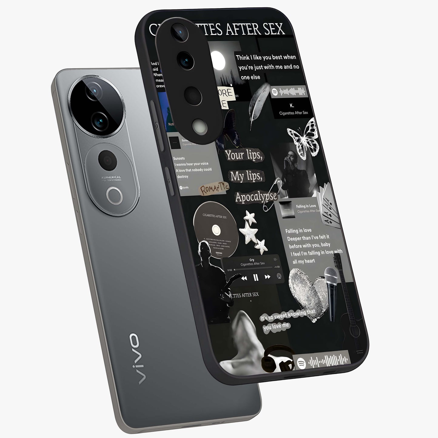 Midnight Love Echo Glass Case displayed in angled mockup highlighting elegant love inspired design with deep aesthetic style.