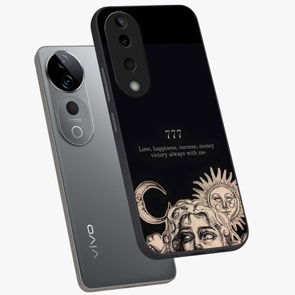 Mystic Victory Aura Glass Case displayed in angled mockup highlighting energetic aura design with bold mystical aesthetic.