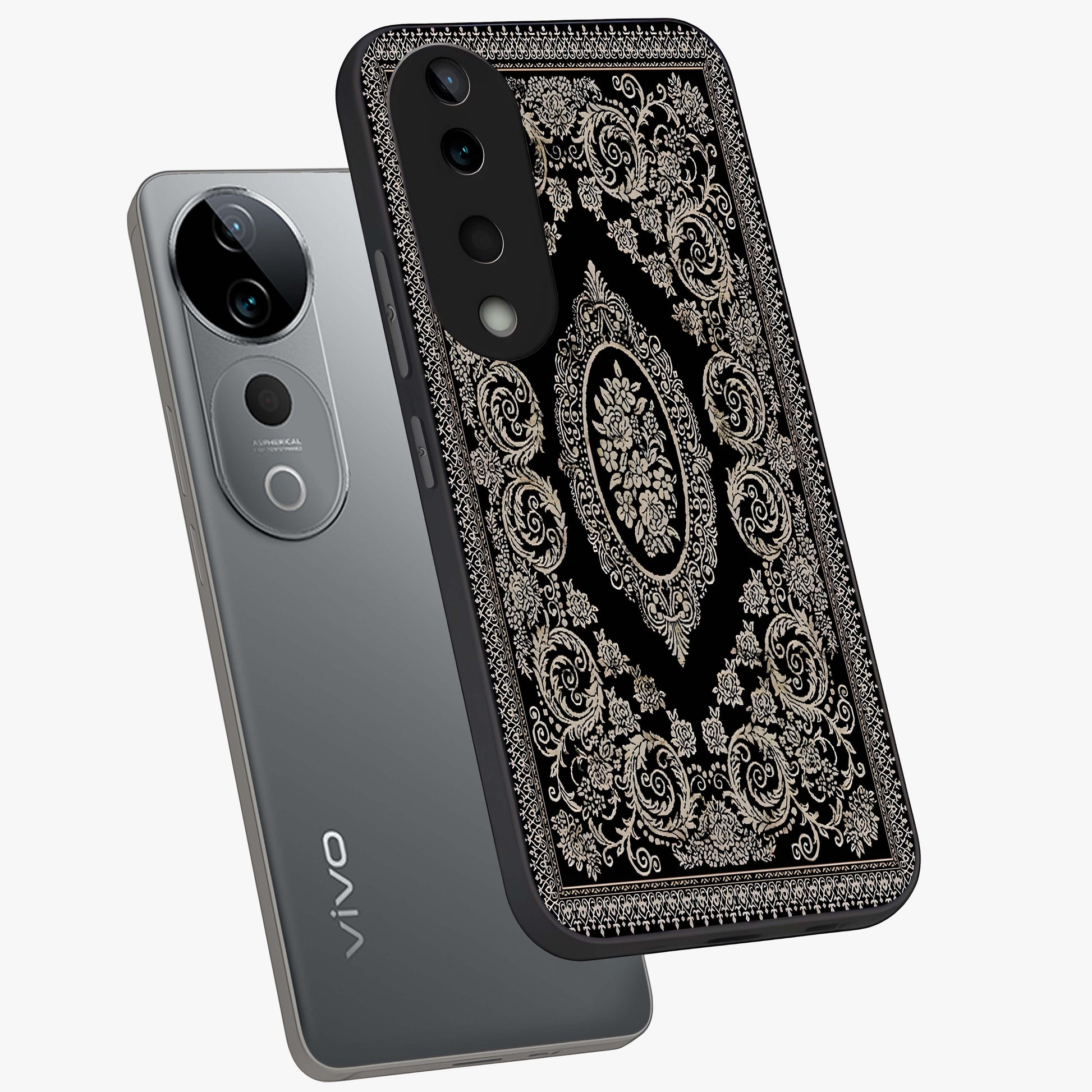 Noir Bloom Elegance Glass Case displayed in angled mockup highlighting refined flower design with stylish noir aesthetic.