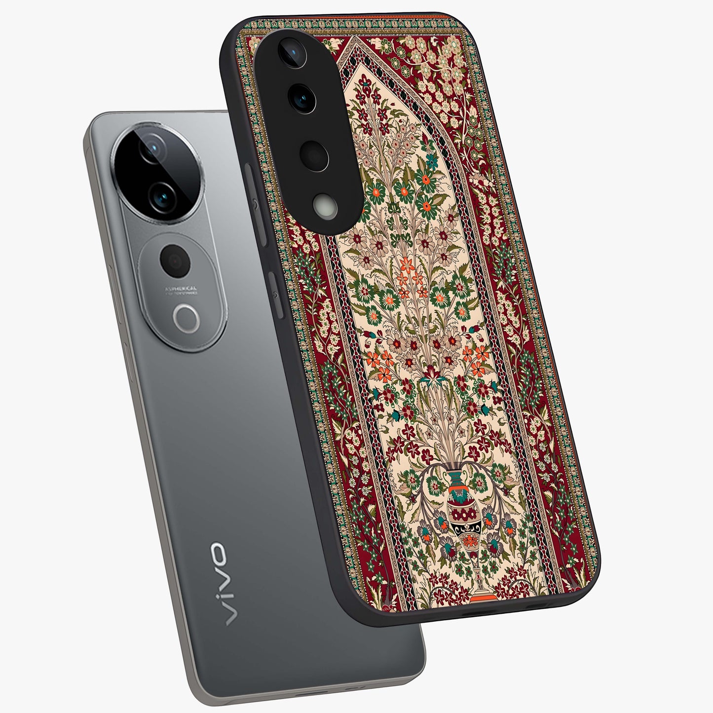 Persian Inspired Glass Case displayed in angled mockup highlighting intricate traditional design with elegant cultural aesthetic.