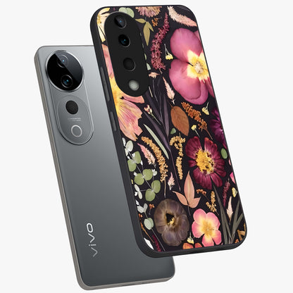 Petal Dream Tapestry Glass Case displayed in angled mockup highlighting decorative petal pattern with elegant botanical aesthetic.