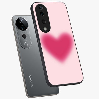 Pink Aura Heart Glass Case displayed in angled mockup highlighting vibrant pink heart design with dreamy aura aesthetic.