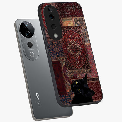 Regal Magic Cat Apple Glass Case displayed in angled mockup highlighting whimsical feline design with fantasy aesthetic.