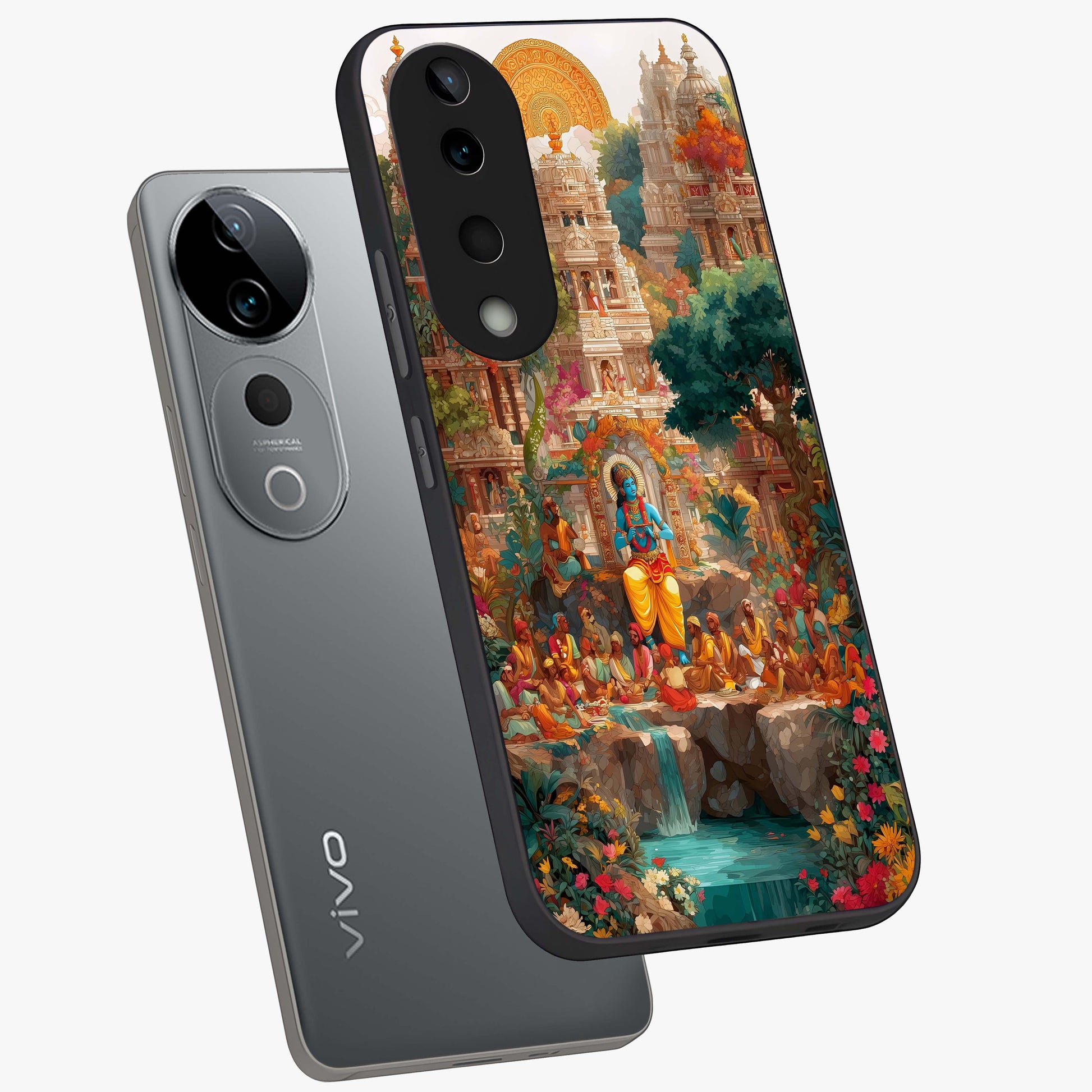 Sacred Sunlight Gods Glass Case displayed in angled mockup highlighting radiant spiritual design with celestial aesthetic.