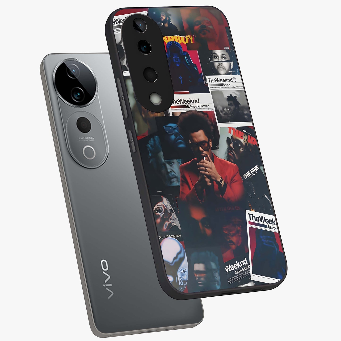 The Weeknd Glass Case displayed in angled mockup highlighting stylish pop culture inspired design with modern aesthetic.