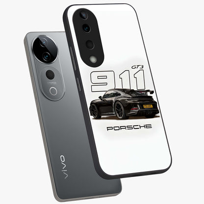 Turbo Legacy Icon Glass Case displayed in angled mockup highlighting dynamic automotive design with performance aesthetic.