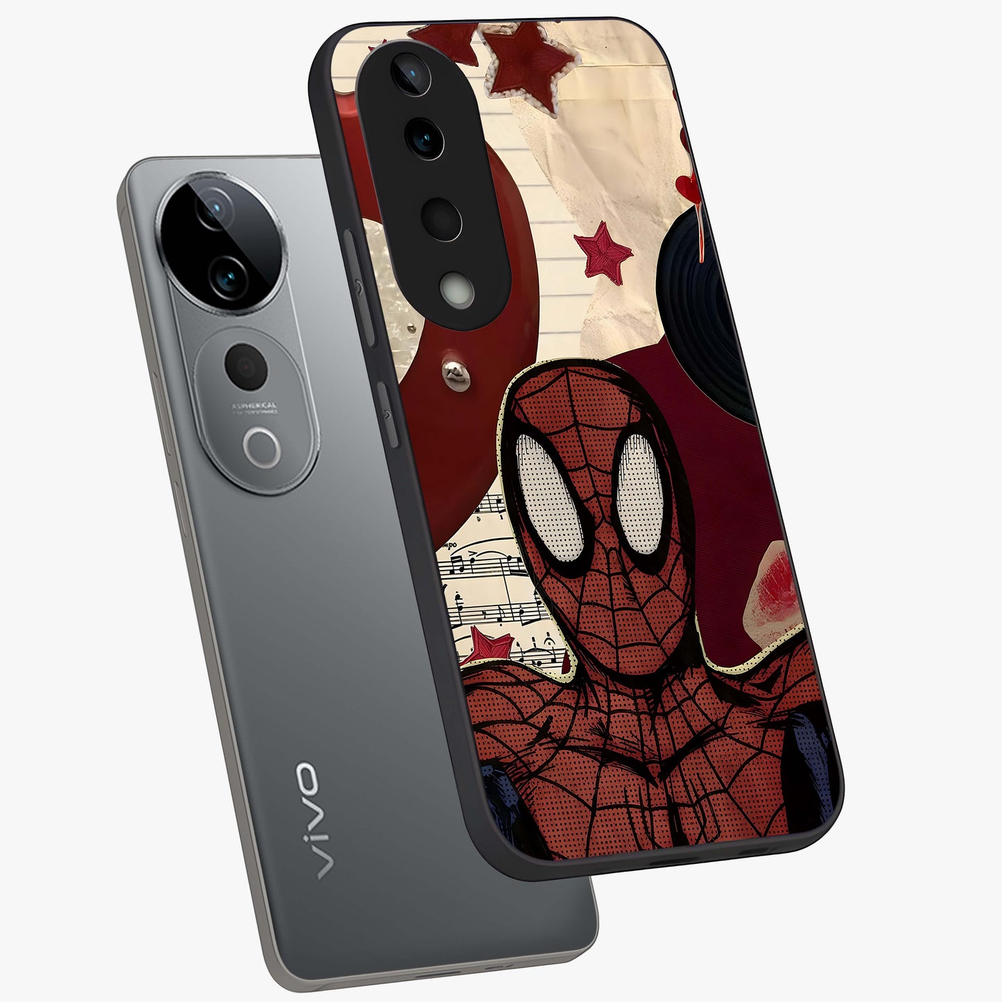 Web Warrior Vibes Glass Case displayed in angled mockup highlighting dynamic web design with comic style aesthetic.