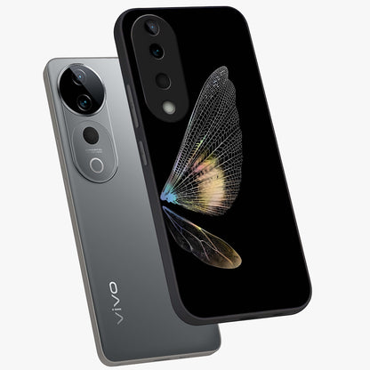 Whispers Of Wings Glass Case displayed in angled mockup highlighting soft feather design with celestial aesthetic style.