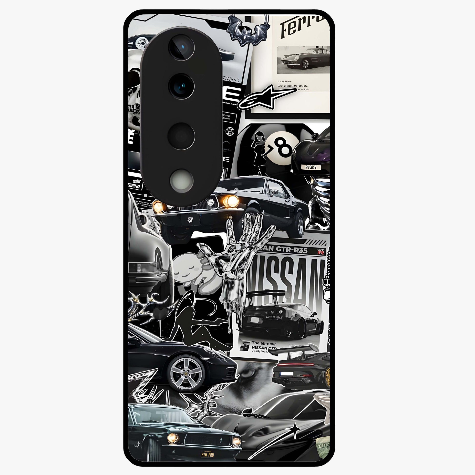Aesthetic Dark Love Glass Case showing flat back view with dark romantic artwork and glossy glass finish.