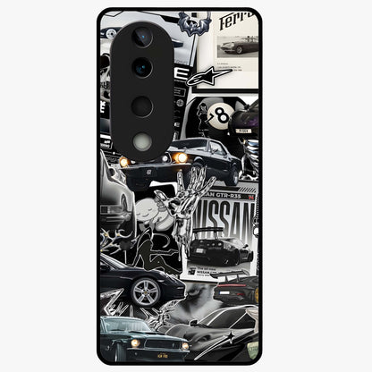 Aesthetic Dark Love Glass Case showing flat back view with dark romantic artwork and glossy glass finish.